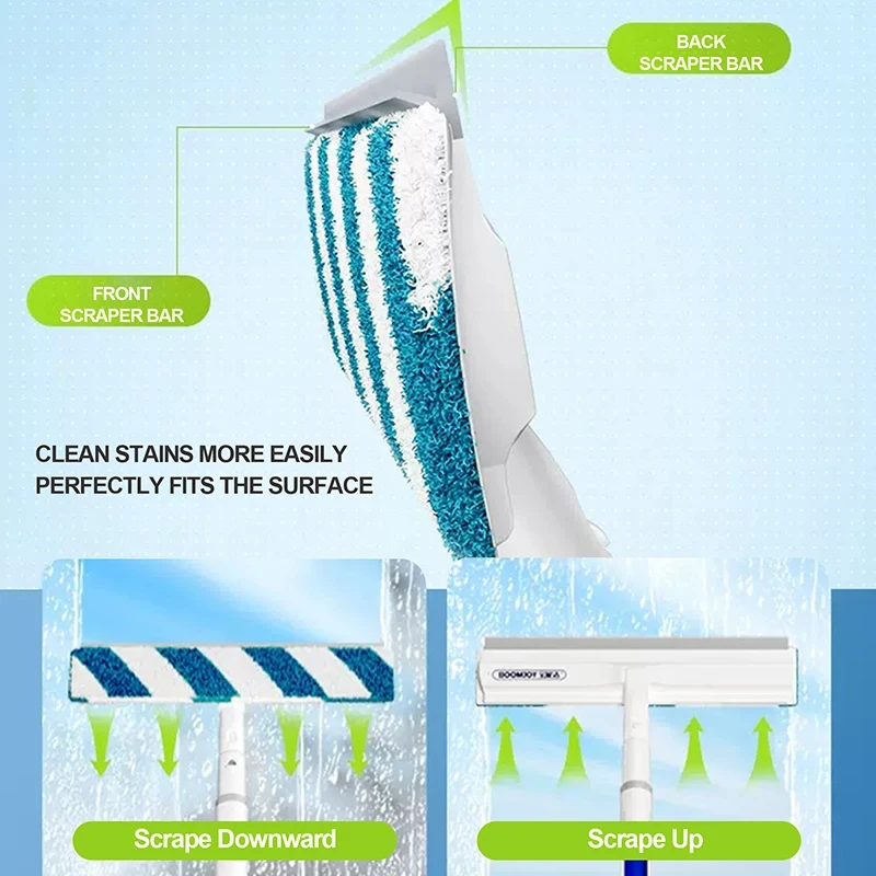 (image for) 2 In 1 Spray Window Cleaner Window Squeegee With Spray Bottle 130cm Long Pole For Window Cleaning At Home And Glass Cleaning Outdoors