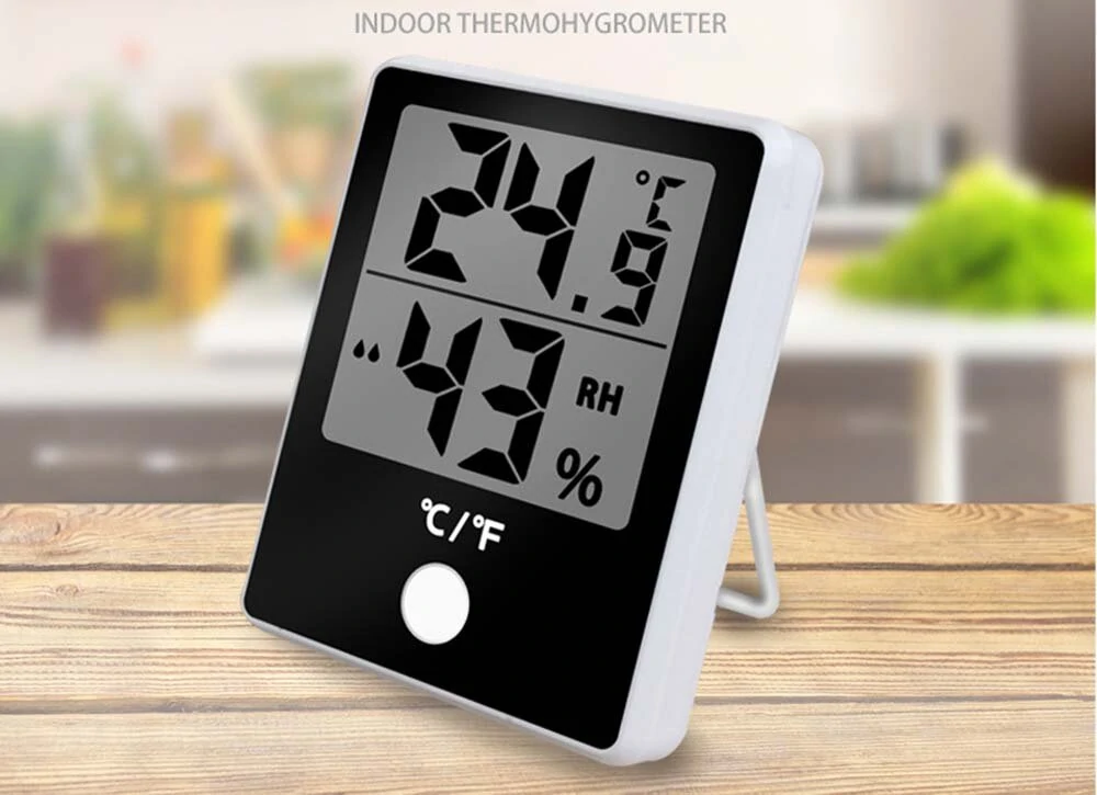 (image for) 2PC Digital Electronic Temperature Humidity Meter Thermometer Hygrometer Alarm Clock LCD Display 12/24hrs