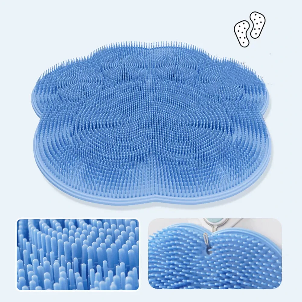 (image for) 30x30cm Silicone Shower Foot Scrubber Back Body Brush Massager Pad Cleaning Bathroom
