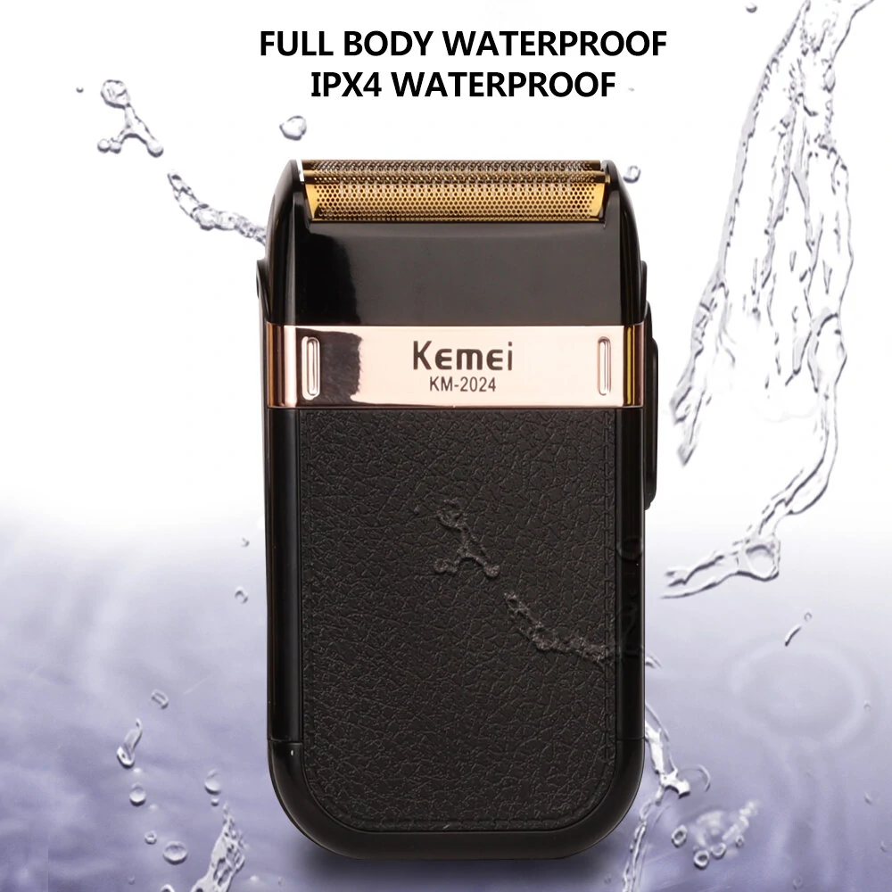 (image for) Kemei-Classic Rechargeable Electric Shaver for Men Versatile Grooming Tool with Twin Blade Safety Features Compact Design Ideal for Face Body Bikini Underarm Use